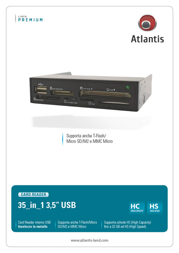 ATLANTIS CARD READER ALL IN ONE 3,5'' USB